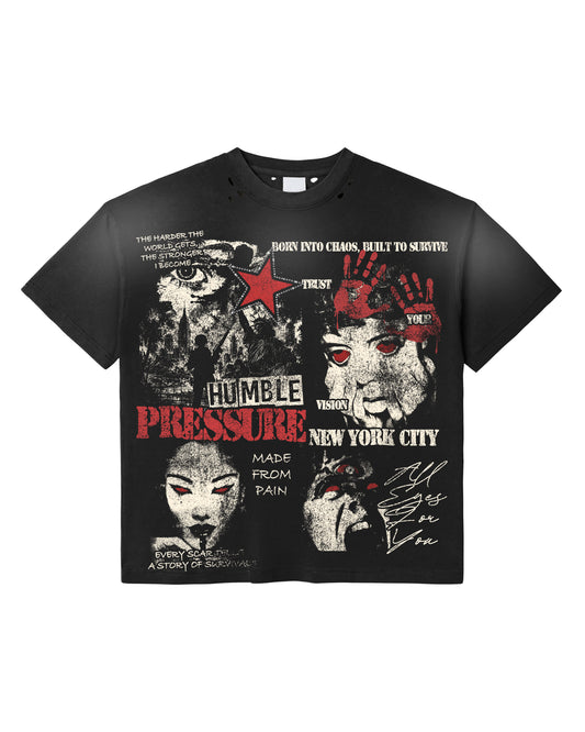 Made From Pain Distressed Graphic Tee – Black