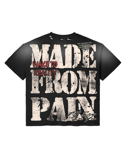 Made From Pain Distressed Graphic Tee – Black